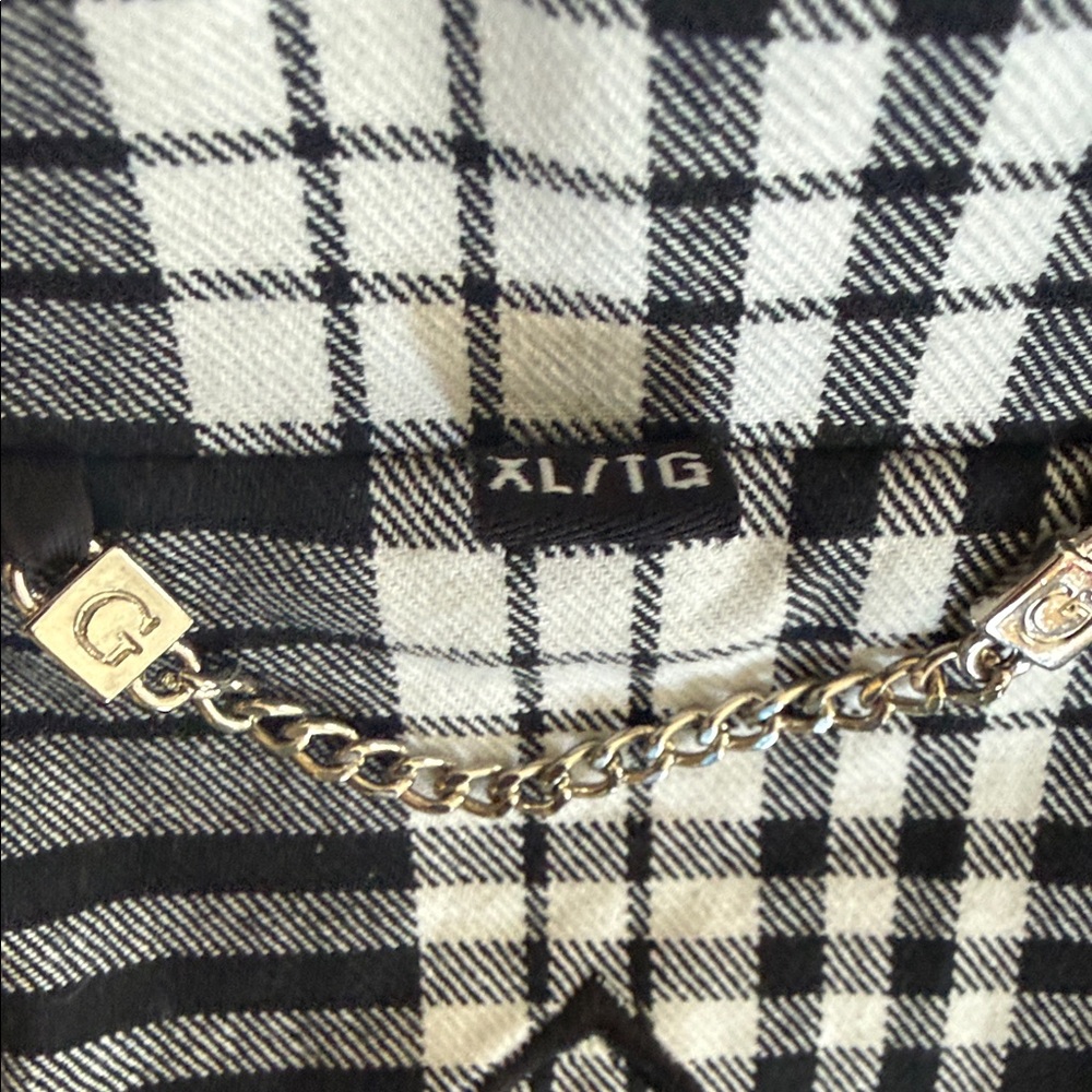 Guess Plaid Double-Breasted Black & White Blazer Jacket - Picture 5 of 11